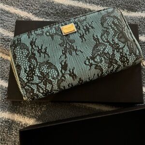 Dolce & Gabbana Teal and Black Lace Wallet